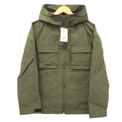 ナノユニバース nano universe タグ付き コットンナイロン ミリタリー フード ブルゾン ジャケット 薄手 S カーキ ■YHS3