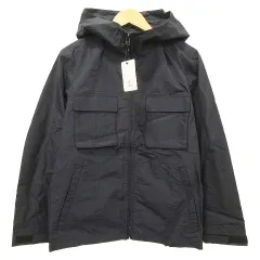 ナノユニバース nano universe タグ付き コットンナイロン ミリタリー フード ブルゾン ジャケット 薄手 S 紺 ネイビー ■YHS3