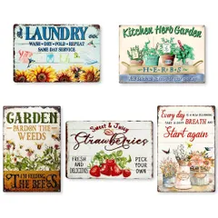 Lezalic ブリキ 看板 ガーデニング 壁飾り 床置き プレート 庭 ガーデン ケア ワーク インテリア レトロ 雑貨 ヴィンテージ風 アンティーク調 (ガーデンver2) [ガーデンver2]