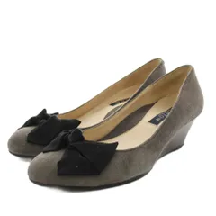 ダイアナ DIANA TALANTON パンプス ウェッジソール リボン アーモンドトゥ 24.5cm グレージュ /AN31