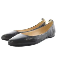 ファビオルスコーニ FABIO RUSCONI パンプス アーモンドトゥ ヒール チェーン レザー 35.5 黒 ブラック /AN29