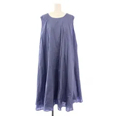 ミズイロインド mizuiro ind フレアワンピース ミモレ ロング ノースリーブ クルーネック ワンカラー 無地 F 水色 ライトブルー /BB