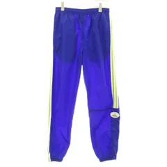 アディダス adidas ヴィンテージ 80s パンツ ジャージ ナイロン 裾ジップ ロゴ S 青 ブルー 白 ホワイト 黄緑 /KU