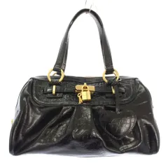 サマンサタバサ Samantha Thavasa ハンドバッグ レザー バイカラー 南京錠 カギ 鍵 黒 ブラック ゴールドカラー /BB