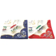 セリーヌ CELINE スカーフ 2点セット 総柄 コットン 紺 ネイビー 赤 レッド /AN51 ■OH