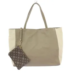 ラシット RUSSET トートバッグ ハンドバッグ レザー バイカラー ポーチ付き グレー 白 ホワイト /BB