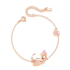 【在庫処分】K.L.Y ブレスレット レディース 人気 猫 シルバー 925 最高級ジルコニア 金属アレルギー対応 純銀製 可愛い ネコ 人気 ブレスレット プレゼント