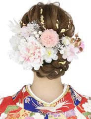 【特価商品】花 水引 成人式 ヘアアクセサリー 振袖 袴 手作り 卒業式 金箔入り 七五三 結婚式 和玉 浴衣 かすみ草 和装 和服 ドライフラワー お祭り セット ヘアアレンジ 専用ケース付き 人気 ピンク 髪飾り Y5006