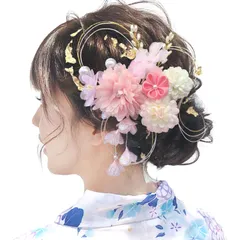 【新着商品】水引 お花 カスミソウ 紐 ドライフラワー 成人式 ひまわり 七五三 浴衣 袴 高級造花 着物 振袖 和装 14点セット 卒業式 結婚式 手作り 髪飾り 全4選 B2001