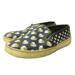 コーチ COACH スリッポン スニーカー シューズ ハート柄 レザー 36.5 23.5cm 紺 ネイビー 0316 IBO92