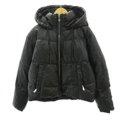 ザラ ZARA 美品 中綿ジャケット ブルゾン フード フェイクレザー XS 黒 ブラック 0216