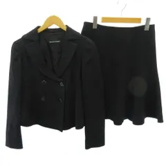 エンポリオアルマーニ EMPORIO ARMANI スーツ セットアップ ジャケット スカート ダブル ウール 40 黒 ブラック 0306 IBO90