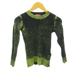 ディーゼル DIESEL 美品 ニット セーター Dロゴ 刺繍 総柄 長袖 120 緑 黒 グリーン ブラック 0303 IBO92