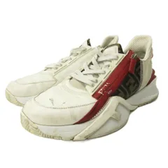 フェンディ FENDI フロー FROW スニーカー シューズ ローカット サイドジップ 切替 ズッカ柄 8 27.0cm 白 ホワイト系 0311 IBO92