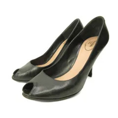 プラダ PRADA パンプス シューズ ハイヒール オープントゥ レザー 36.5 23.5cm 黒 ブラック 0311 IBO92