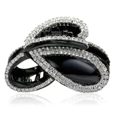 レディース 髪留め ヘアアクセサリー ラインストーン 大人 ヘアクリップ かわいい 小さいのにしっかり留まる (ブラック) バンスクリップ