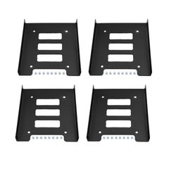 LISPHOS 2.5→3.5 変換ブラケット 変換マウンタ アダプター HDD/SSD マウンタブラケット 3.5インチベイ PCケース 取付金具 (4個セット) [ブラック×4]