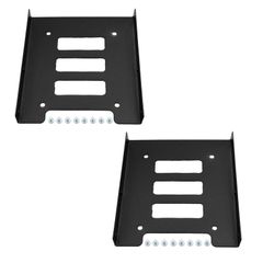 LISPHOS 2.5→3.5 変換ブラケット 変換マウンタ アダプター HDD/SSD マウンタブラケット 3.5インチベイ PCケース 取付金具 (2個セット) [ブラック×2]