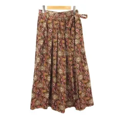 ユナイテッドアローズ UNITED ARROWS ペイズリー柄 ラップ スカート ロング 38 ブラック レッド ■GY12