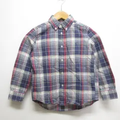 ラルフローレン RALPH LAUREN 子供服 チェック柄 長袖 ボタンダウン シャツ 120 ネイビー系 コットン 正規品