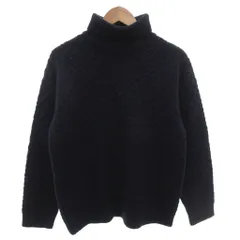 ナノユニバース nano universe ニット セーター ウール M 紺 ネイビー タートルネック 編み柄 /FF