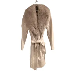 ボディドレッシングデラックス BODY DRESSING Deluxe ファーコート カシミヤ ベルト 36 白 ホワイト ■WGAのサムネイル