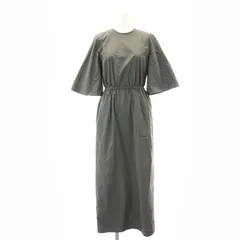 エイチビューティアンドユース H BEAUTY＆YOUTH TYPEWRITER CLOTH WAIST HOLE DRESS ワンピース ロング S チャコール /SY ■OS