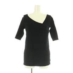 ローリーズファーム LOWRYS FARM リブニット カットソー 七分袖 アシンメトリー L ブラック /MY ■OS