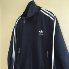 L 90s デサント adidas ファイヤーバード ネイビー トラックジャージ