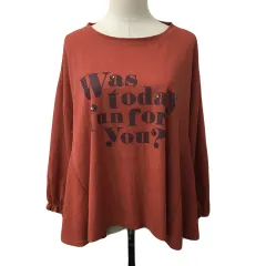 アズノウアズ ピンキー AS KNOW AS PINKY カットソー ラウンドネック プルオーバー スパンコール ロゴ 長袖 赤 紫 レッド パープル