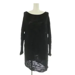 ザラ ZARA KNIT ニット セーター 長袖 チュニック アシンメトリー レーヨン USA M ブラック /MY ■OS ■GY58