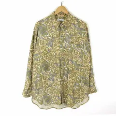 APALETTA アパレッタ シルク シャツ 総柄 とろみ オーバーサイズ 長袖 XL モスグリーン マルチカラー 大きいサイズ