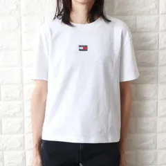 トミージーンズ Tシャツ レディース ホワイト ブラック 刺繍 フラッグ ロゴ TOMMY JEANS DW0DW15640