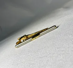 希少 YVES SAINT LAURENT イヴサンローラン YSLロゴ 艶消しシルバー&ゴールド ヴィンテージネクタイピン タイピン タイバー メンズ