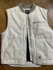 ZARA ワークウェア アイボリー ダウン ベスト XL (105)
