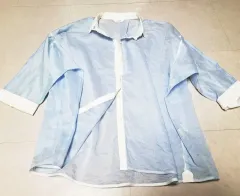 TIME The HANDSOME オーバーサイズ スカイブルー 半袖 シャツ ポール1163