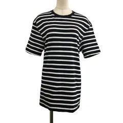 ザラ ZARA Tシャツ カットソー プルオーバー クルーネック ボーダー 半袖 USA S 黒 白 ブラック ホワイト