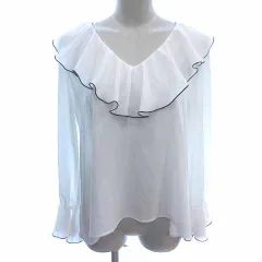 ザラ ZARA ブラウス フリル フレアスリーブ 長袖 XS 白 ホワイト /YK