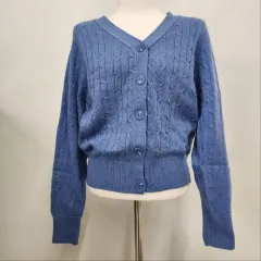 新品 THE AtG 24FW レディース ケーブルニット カーディガン (ライトブルー)