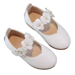 女の子 ドレスシューズ フォーマル 靴 PU レザー ローヒール コサージュ パール風 可愛い お洒落 入園式 卒園式 演奏会 発表会 子ども ガール ドレス シューズ 入学 卒園 入園 卒業 発表 会 演奏 結婚 式 シンプ [ホワイト] [20.5 cm]