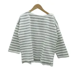 ヒューマンウーマン HUMAN WOMAN Tシャツ カットソー M グレー ボーダー柄 七分袖 ボートネック /SM17 ■GY58