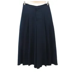 ミッシェルクラン MICHEL KLEIN ワイドパンツ スカンツ ロング丈 無地 38 M 紺 /SY32 ■ECD001