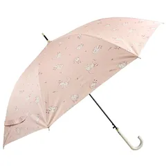 【新品】 長傘 日傘 晴雨兼用 レディース かわいい 猫 軽量 親骨 58cm 内側コーティング UV99.9%カット 一級遮光 UPF50+ 遮熱 ワンタッチジャンプ おしゃれ レザー ハンドル ねこ 総柄 ピーチ 0