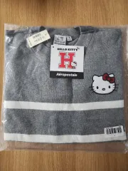 エアロフォステール x ハローキティ コラボ 24FW レディース ストライプ オーバーサイズ Tシャツ