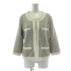 ユナイテッドアローズ UNITED ARROWS ジャケット 40 白 ホワイト ノーカラー 織り柄 七分袖 /PP ■GY60