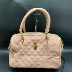 O431美品 マークジェイコブス（Marc Jacobs）ハンドバッグ キルティングレザー パドロック（南京錠）チャーム ピンク系