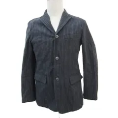 ニコルクラブフォーメン NICOLE CLUB FOR MEN テーラードジャケット 上着 ミドル丈 シングルボタン ストライプ柄 46 ブルーグレー /SM21 ■GY58