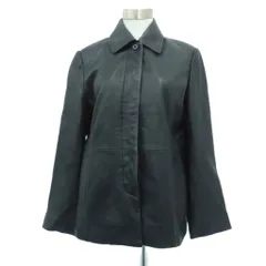 INTER FASHION レザージャケット ステンカラー ミドル丈 L 黒 ブラック /HO2 ■GY61