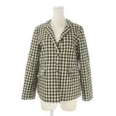 パーリッシィ PAR ICI ジャケット 上着 F 黒 ブラック 白 ホワイト モノトーン ギンガムチェック柄 テーラードカラー 長袖 /CK14 ■GY61