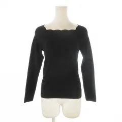 プロポーション ボディドレッシング PROPORTION BODY DRESSING ニット セーター 2 黒 ブラック 無地 スカラップネック 長袖 /CK45 ■ECC001